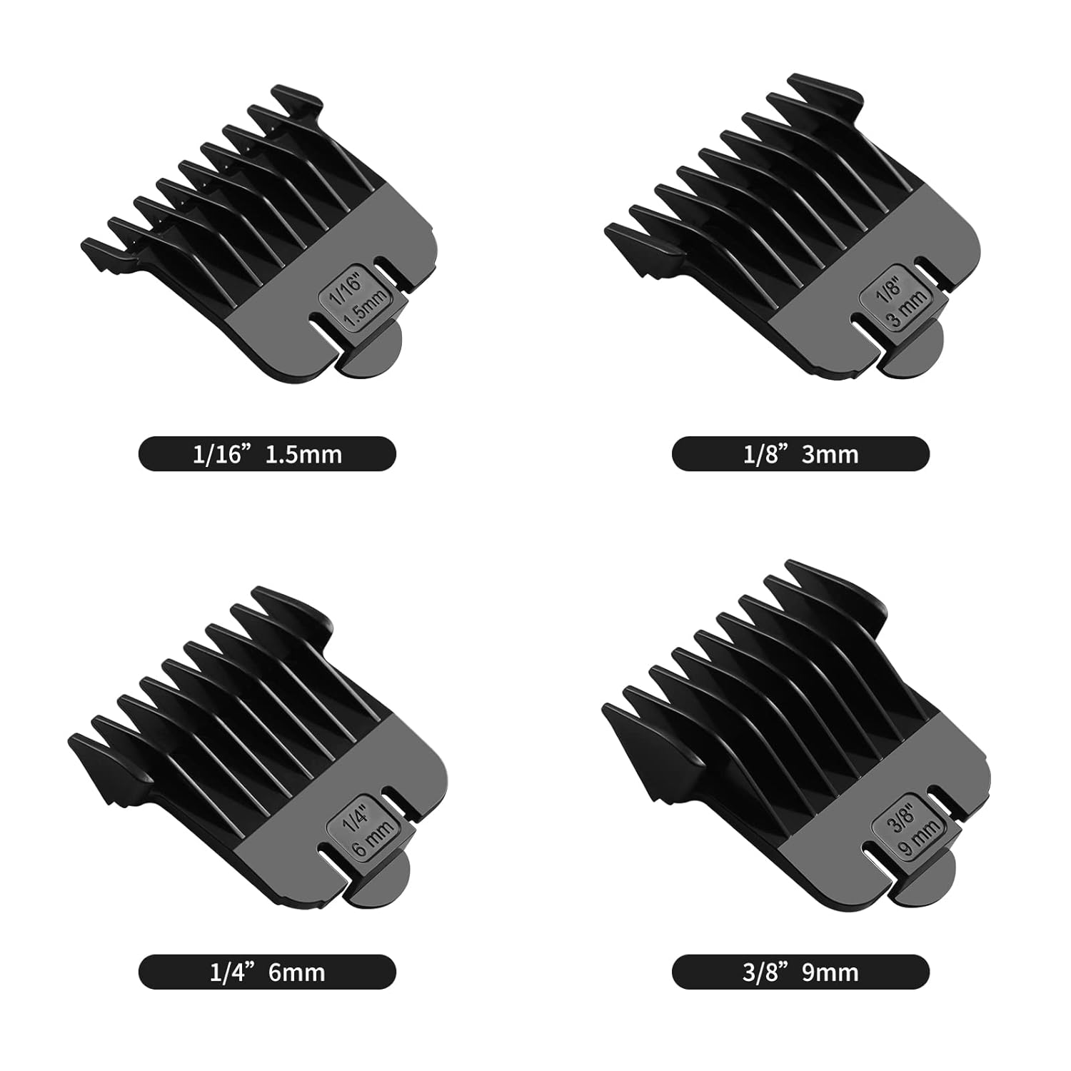 Outliner Guards for Andis T Outliner, 1/16-3/8 inch Snap-on Combs, 4 Pack E82078