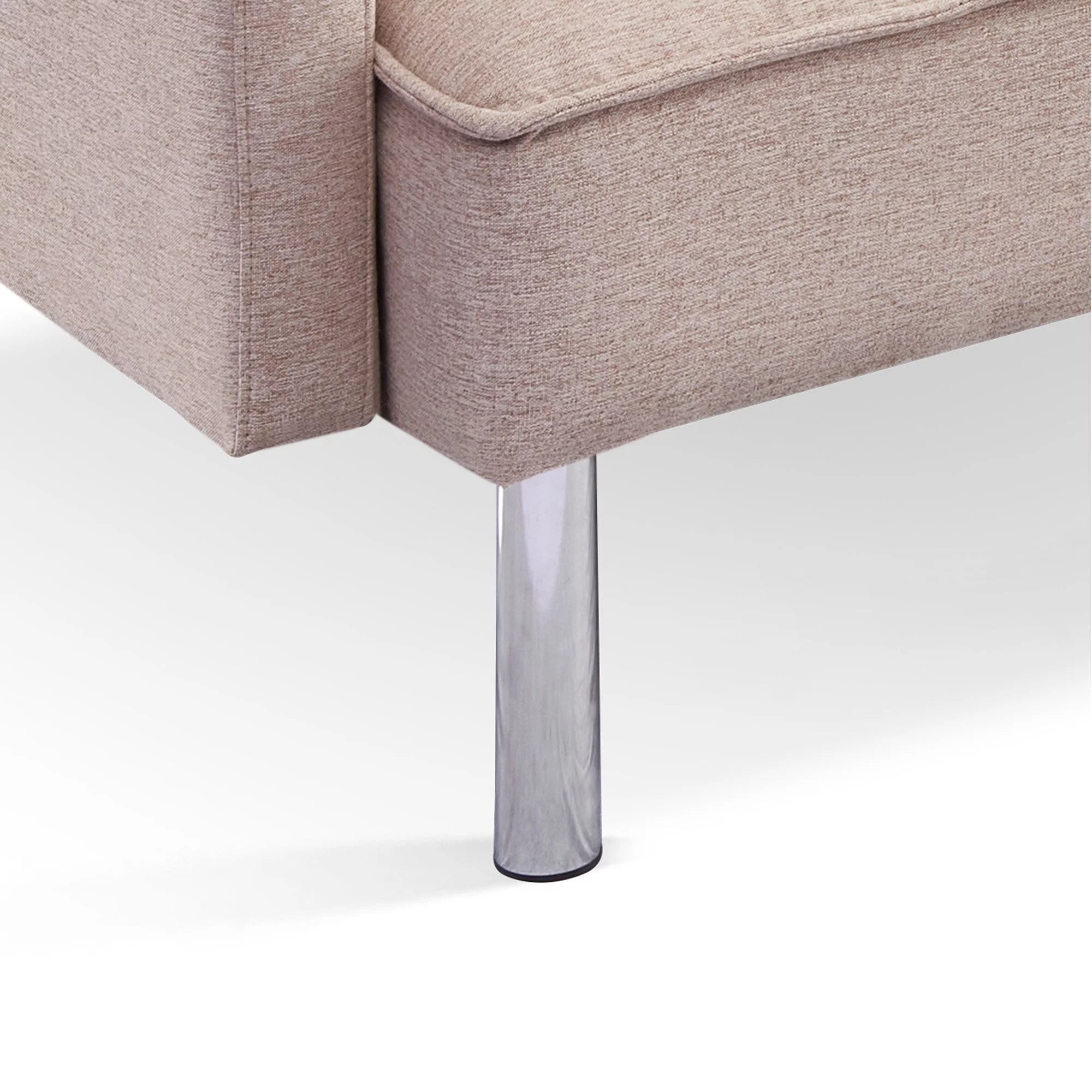 Extra Long Tufted Beige Fabric Futon Adjustable Sofa Bed J212