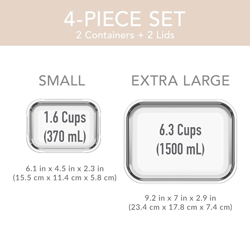Glass Leak-Proof Food Storage Set - 4-Piece Stackable Meal Prep Containers with Airtight Lids V44457