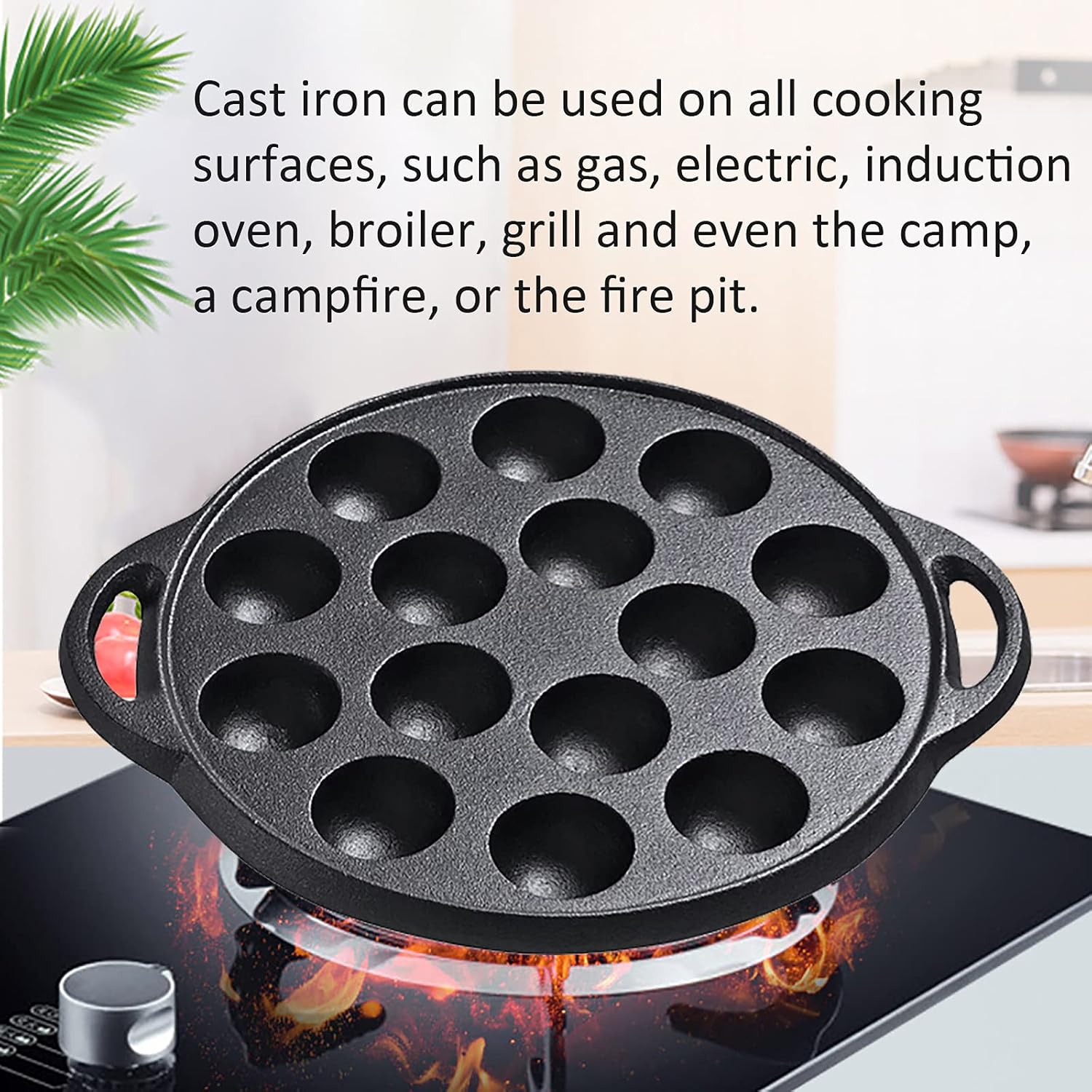 Non-Stick Cast Iron Aebleskiver Pancake Ball Pan K177