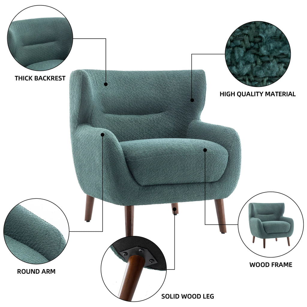 Tufted Wingback Accent Chair, Green G75060