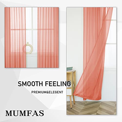 Tab Top Sheer Curtains for Living Room, 52 x 72 Inches, 2 Panels O37158