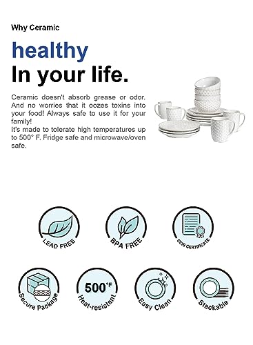 Ceramic Dinnerware Set 12 Pieces, Plates and Bowls, Oven Safe P901353