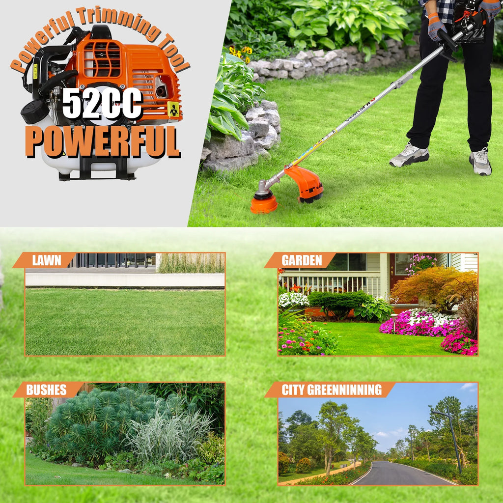 Grass Trimmer 4-in-1 Gas Powered Lawn Mower with Pole Saw and Hedge Trimmer P804729
