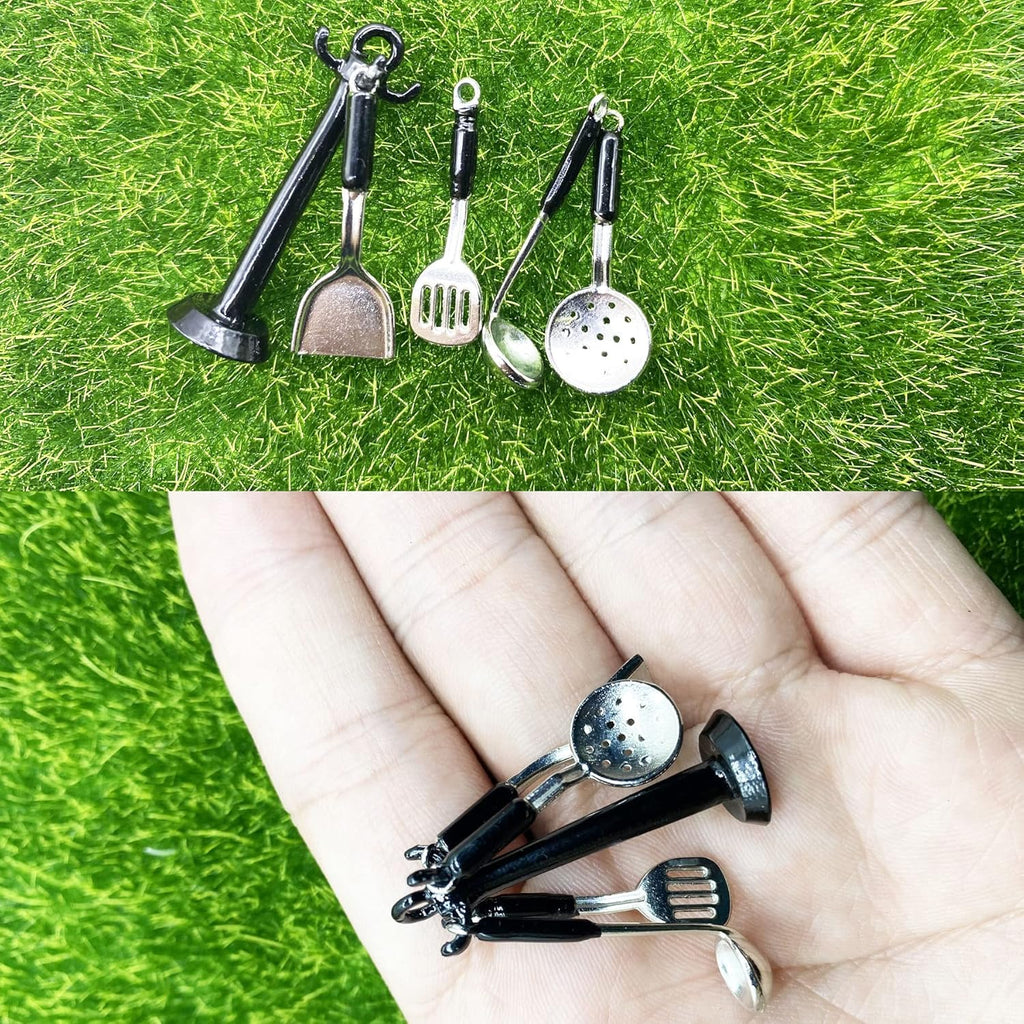 Miniature Kitchen Cookware Set with Pot, Dish, Knife and Fork for Play Food A2091