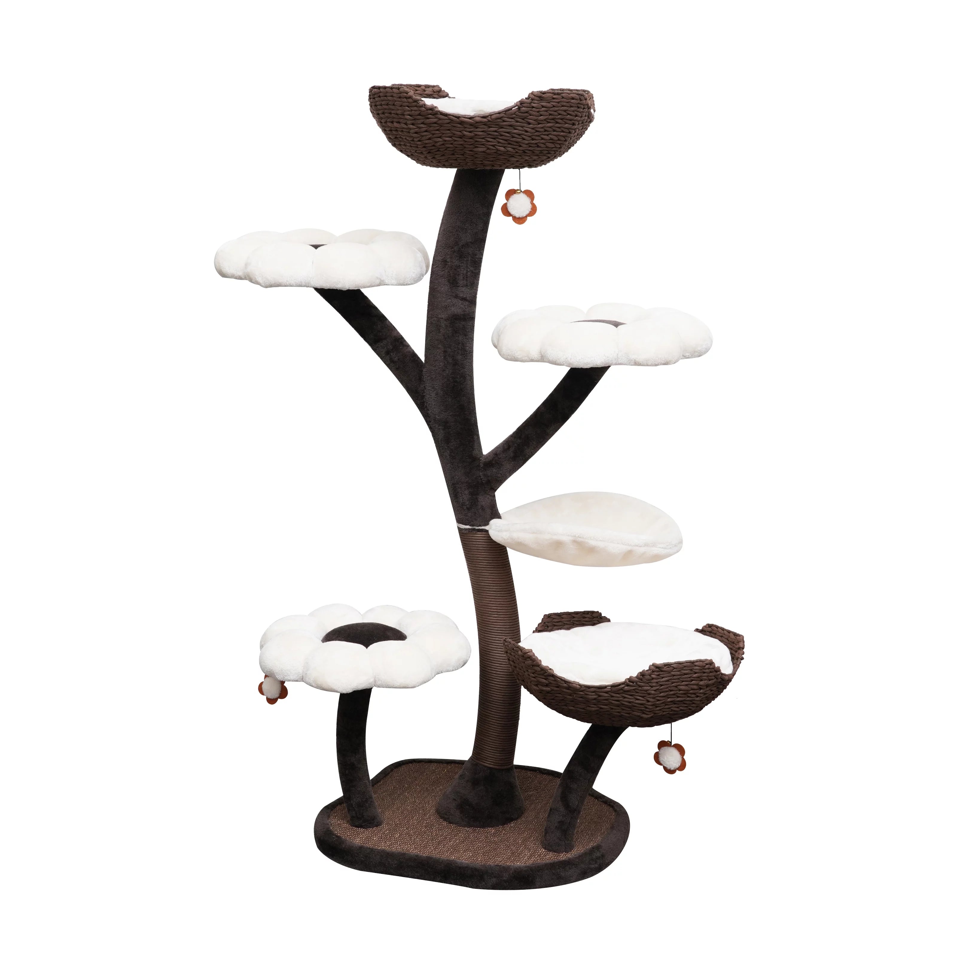Natural Blossom Woven Tree Branches 6-Level Cat Tower with Hammock and Padded Perches L605
