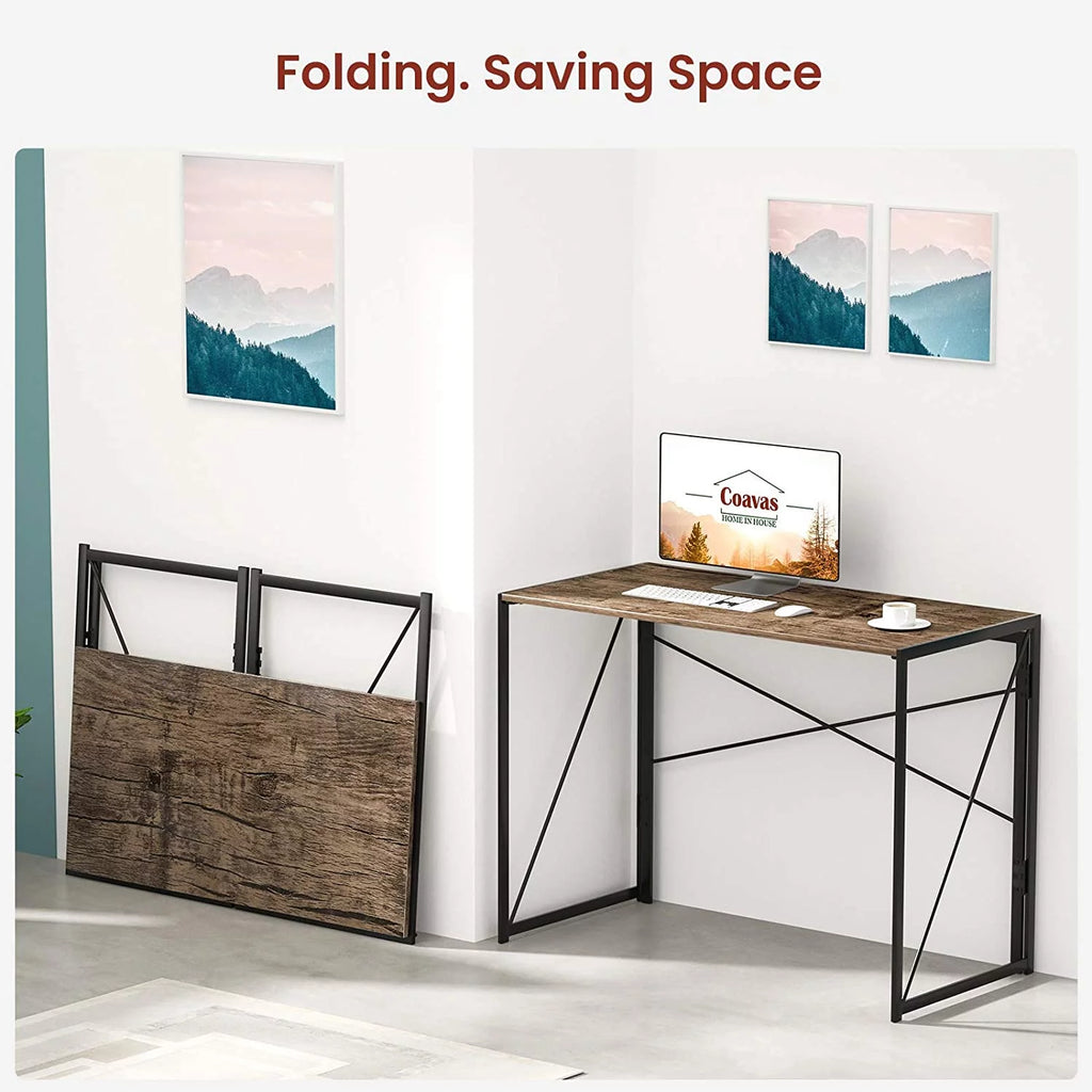 Folding Desk No Assembly Required 39.4 inch Writing Computer Desk Space Saving Foldable Table T174