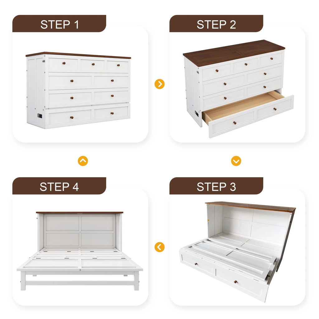 Murphy Bed Queen with Storage Drawer and Charging Station J431562