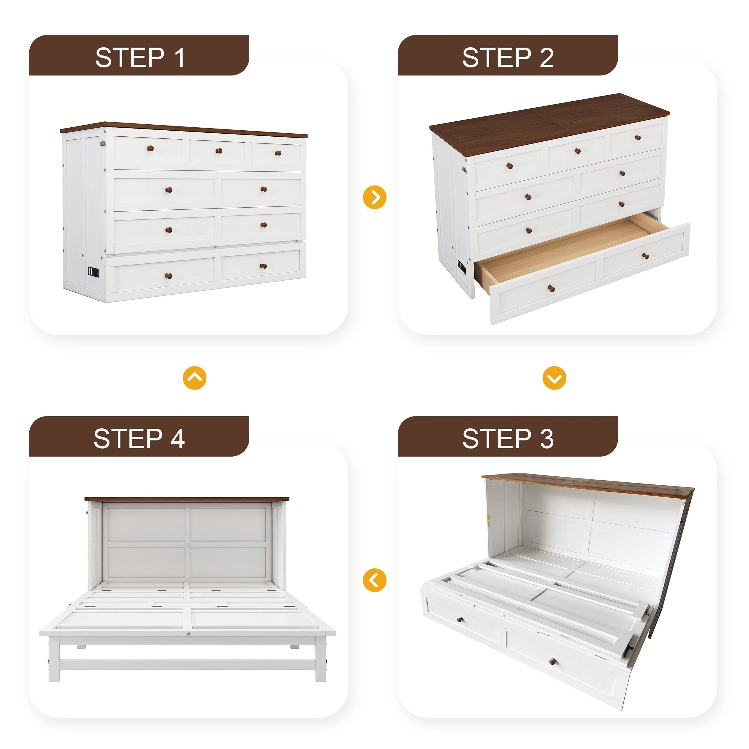 Murphy Bed Queen with Storage Drawer and Charging Station J431562