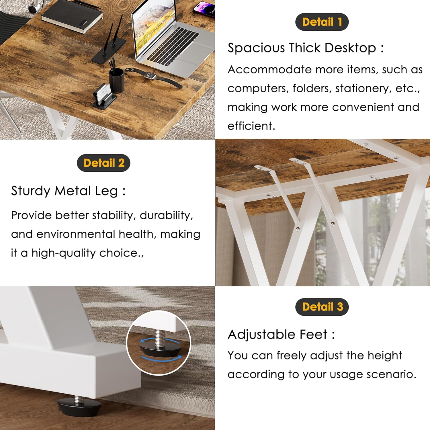 Large Executive Desk with X-Shaped Metal Legs, Modern Office Workstation P96479