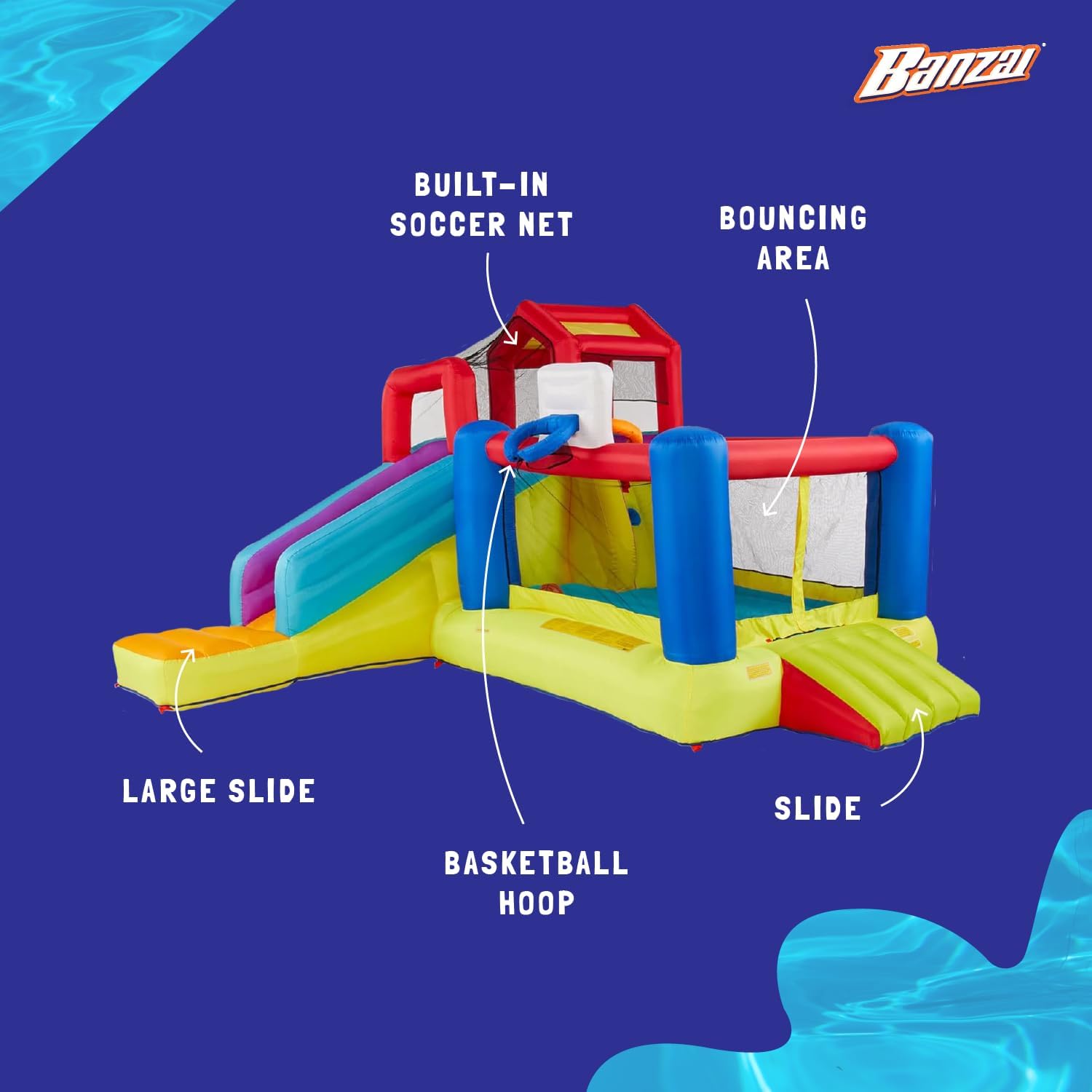 Bounce House with Slides, Basketball Hoops, Soccer Ball, and Blower C606