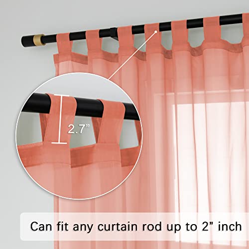 Tab Top Sheer Curtains for Living Room, 52 x 72 Inches, 2 Panels O37158
