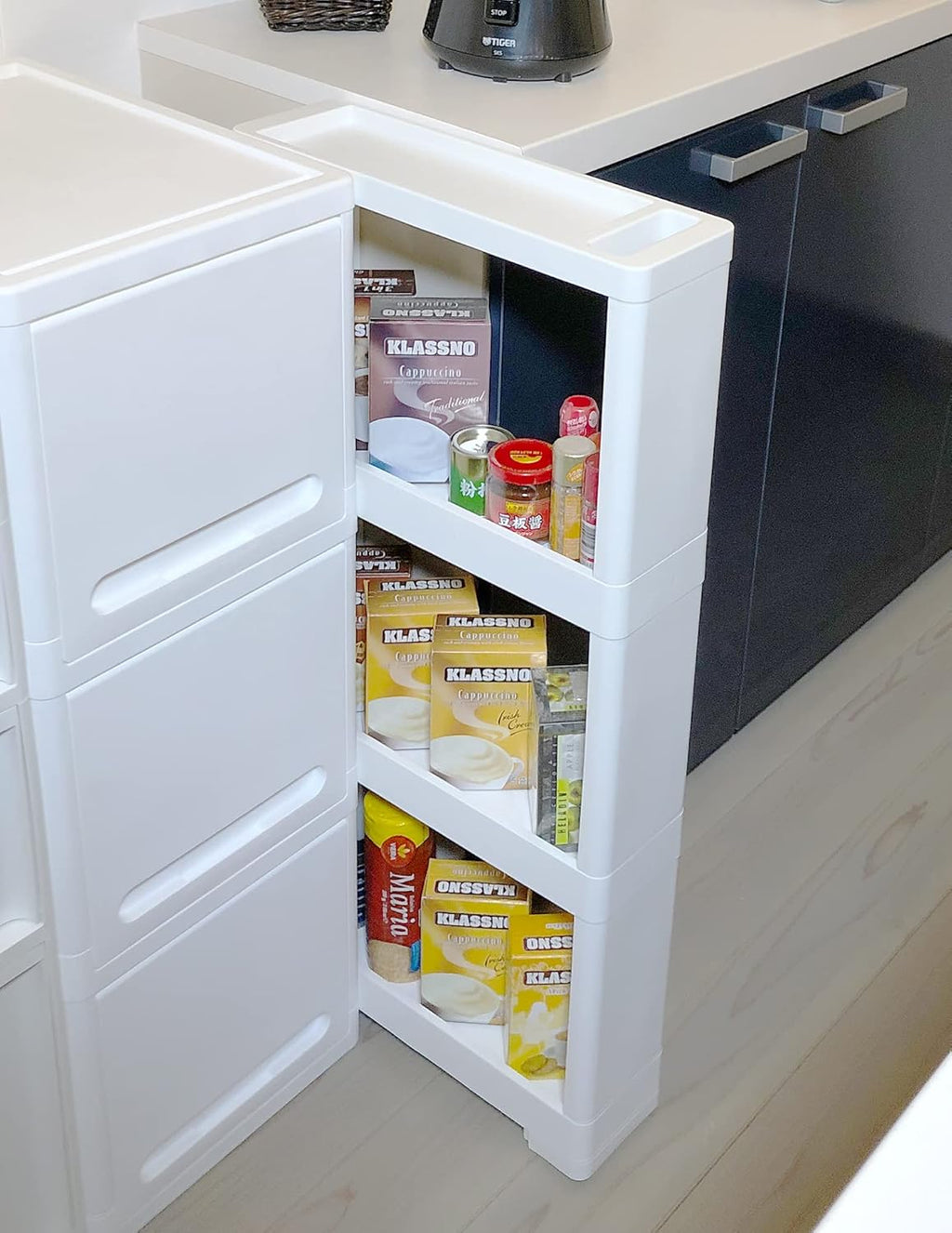 Slim 4-Tier Rolling Storage Cart for Kitchen Pantry Bathroom Laundry L5308
