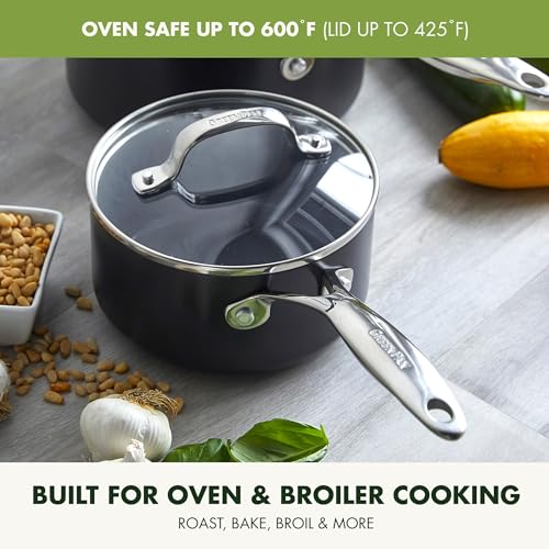 Hard Anodized Ceramic Nonstick Saucepan Pot Set with Lids, 2QT and 3QT G67748