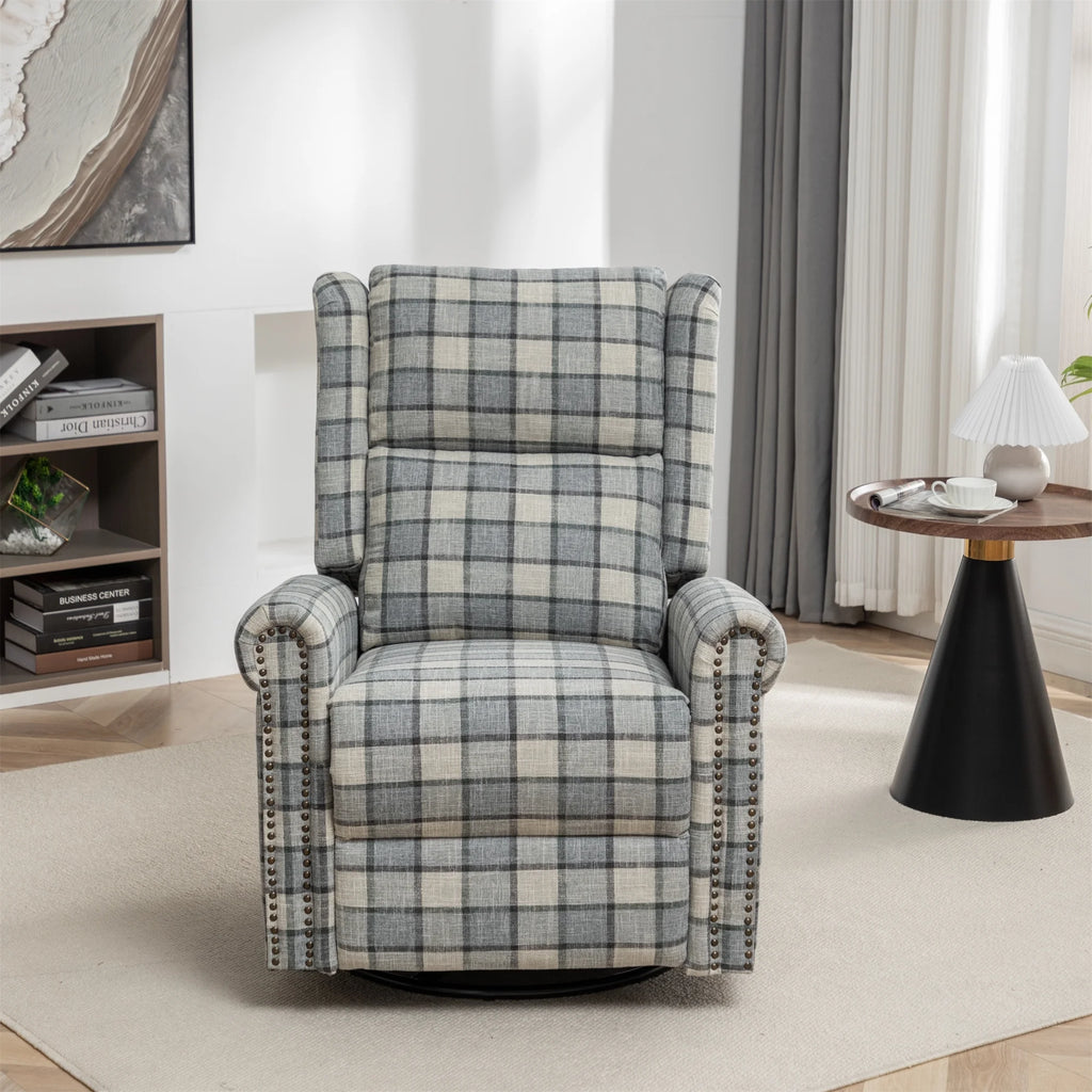 Swivel Rocker Recliner Chair with Padded Seat, 360 Degree Glider for Living Room Y980420