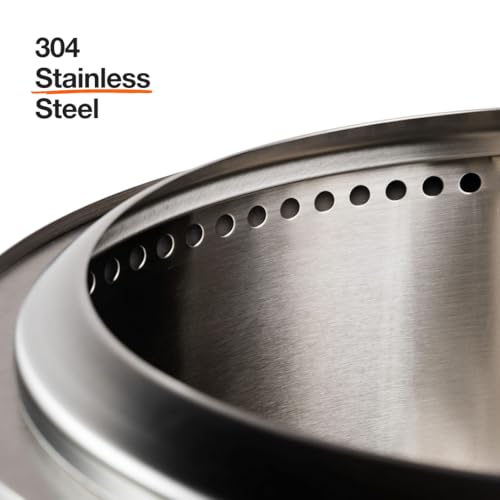 Smokeless Fire Pit with Stand, 27 Inch Portable Stainless Steel Outdoor Fireplace J631