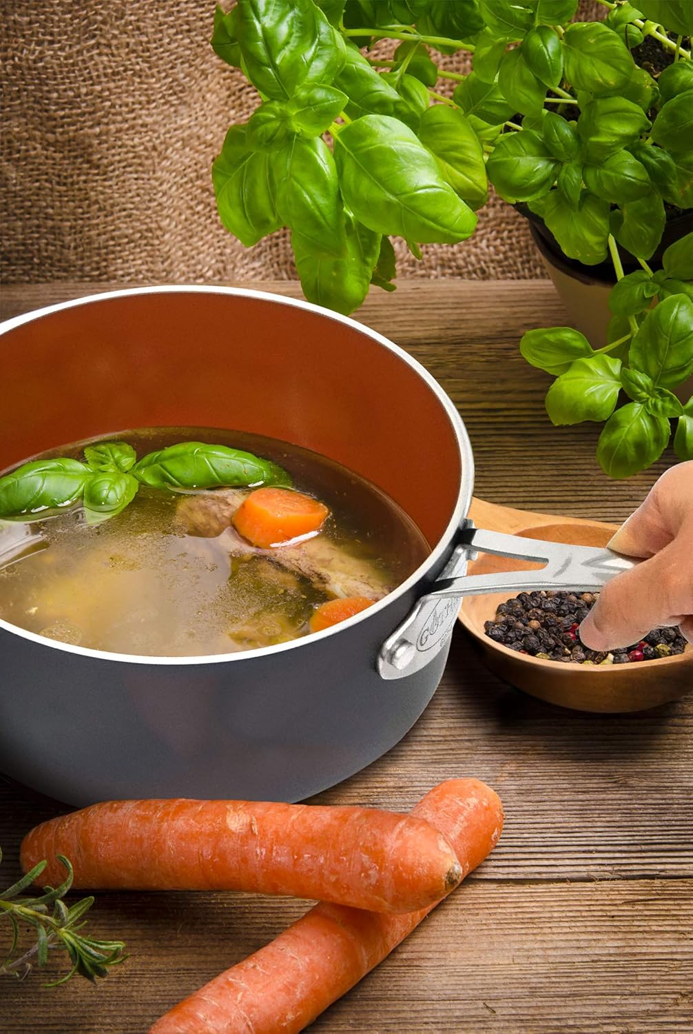 15-Piece Nonstick Copper Cookware Set with Frying Pan and Utensils I683