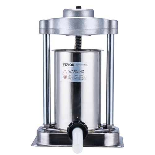 Manual Sausage Stuffer, 7L Vertical Meat Stuffer, Dual-Speed, Stainless Steel, 5 Tubes A13377