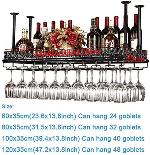 Adjustable Metal Wall-Mounted Wine Rack with Stemware Holder, Bronze F555
