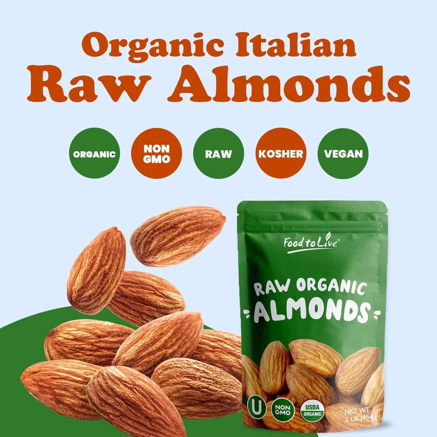 Raw Almonds, 3 Pounds, Non-GMO, Kosher T6839