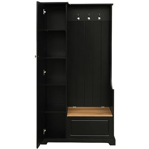 Hall Tree with Flip-Up Bench and Shoe Cabinet W20153