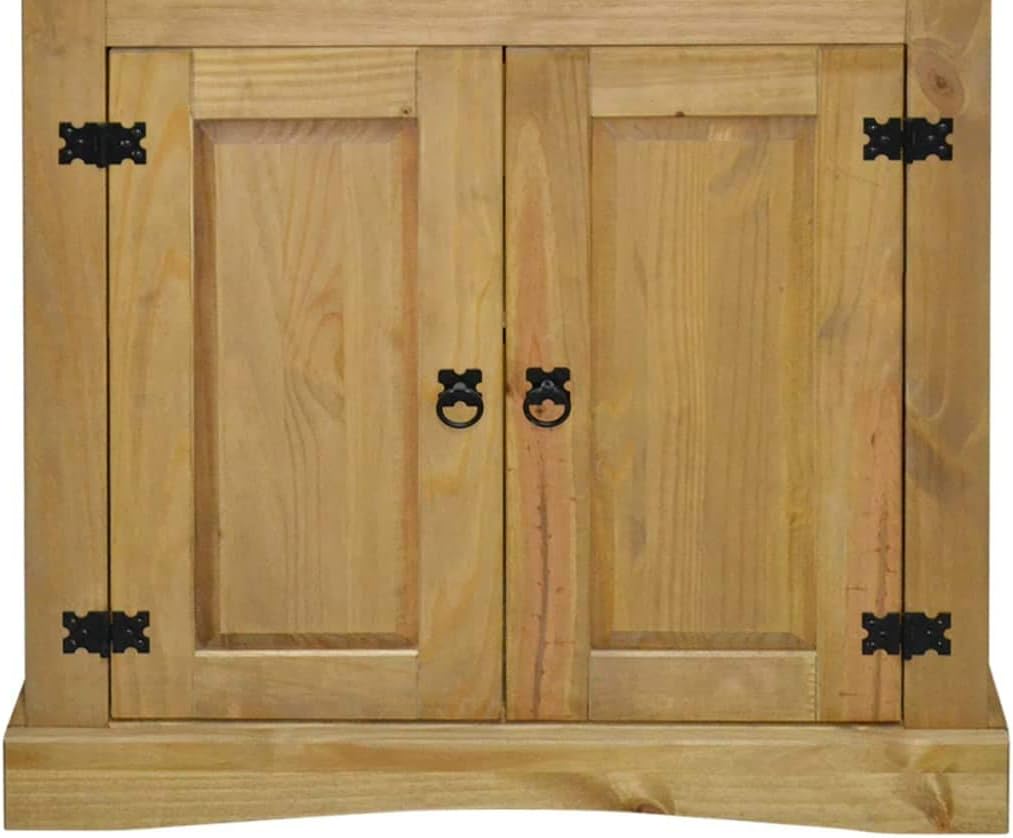 Mexican Pine Cupboard with 3 Open Shelves and 1 Cabinet R99726