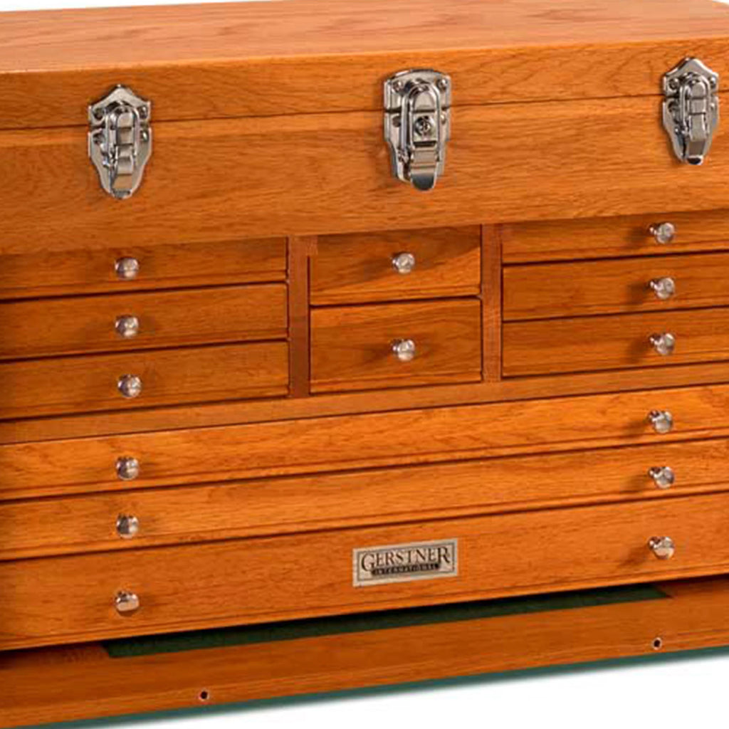 Hardwood 11-Drawer Top Chest with Front Lid, Red Oak E9459