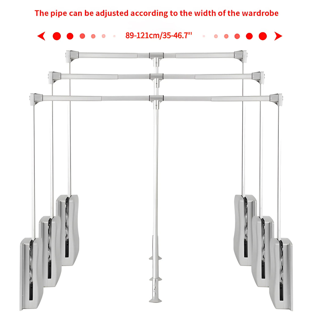 Pull Down Closet Rod, Adjustable 35-46.7 inch, Heavy Duty Hanging Clothes Rail J197