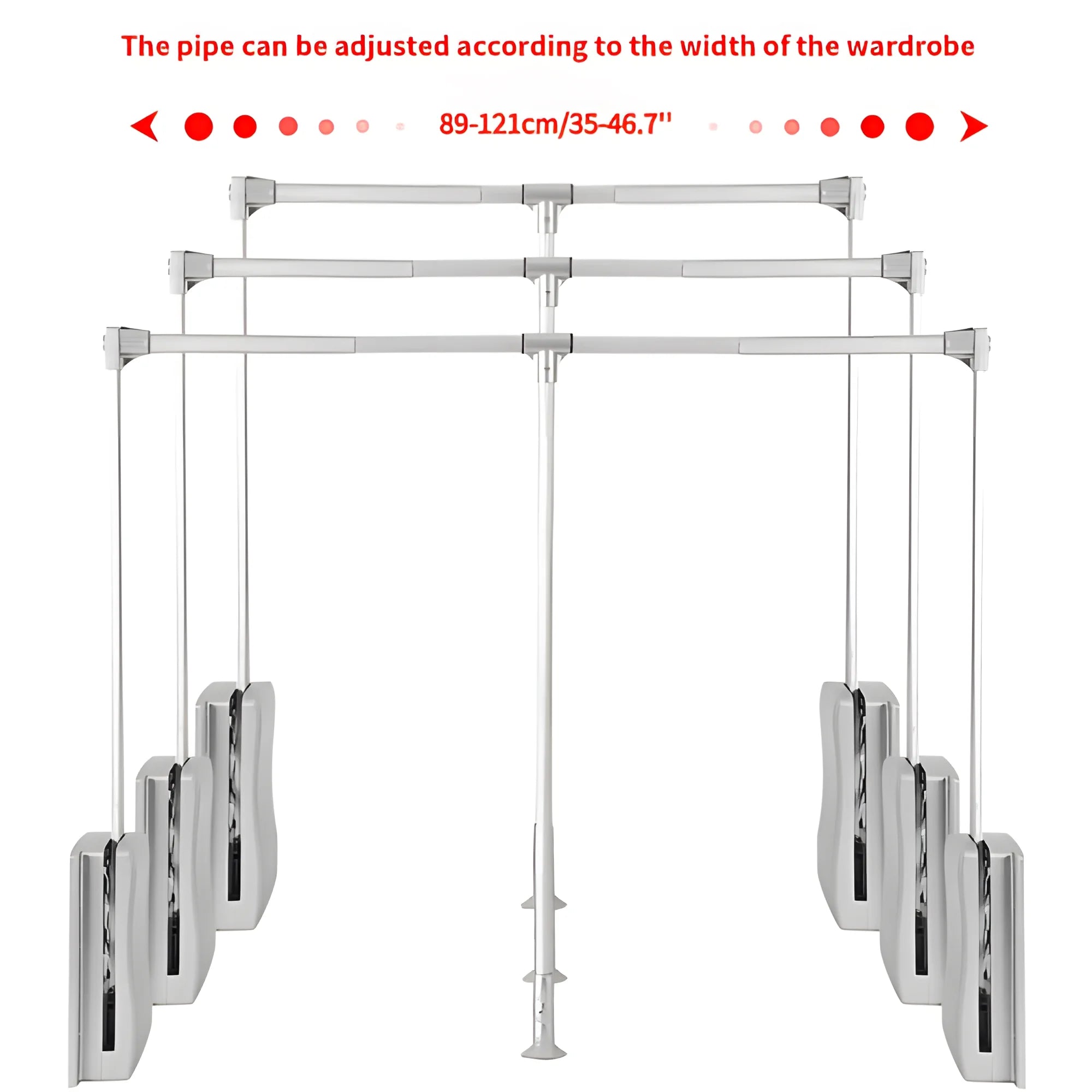 Pull Down Closet Rod, Adjustable 35-46.7 inch, Heavy Duty Hanging Clothes Rail J197