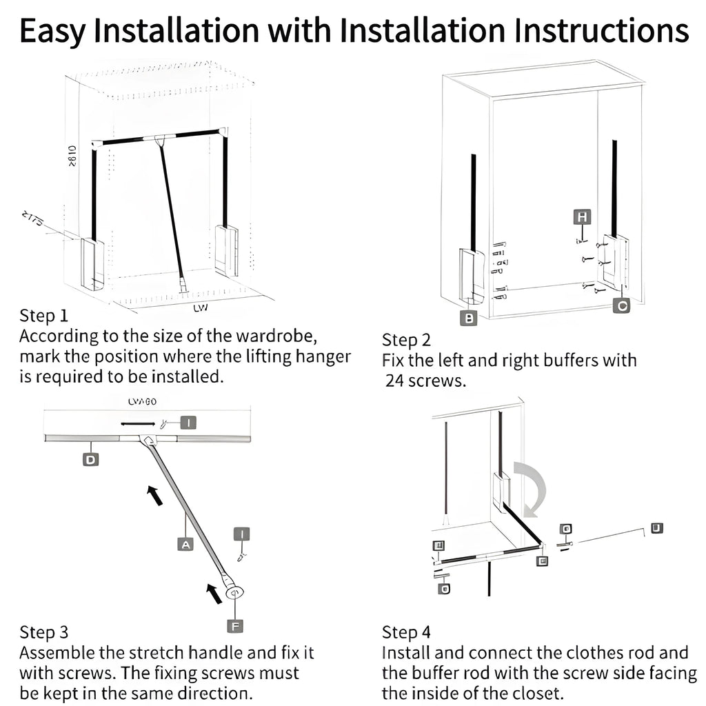 Pull Down Closet Rod, Adjustable 35-46.7 inch, Heavy Duty Hanging Clothes Rail J197