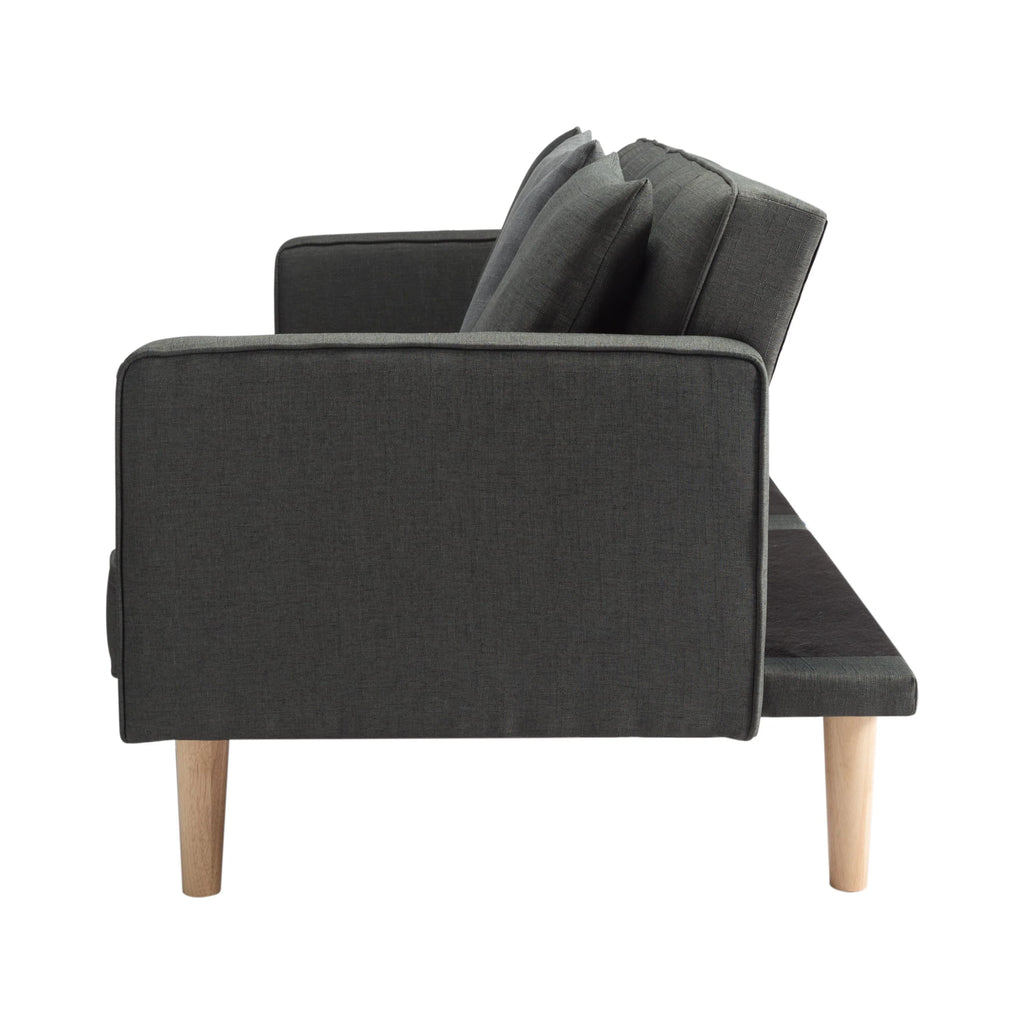 Futon Sofa Bed with Split Back and Wood Legs F4124