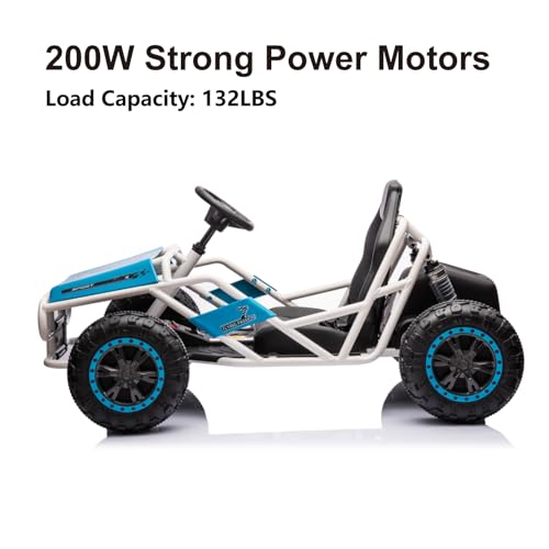 Electric Go Kart for Kids Ages 6-12, 2x200W Motor, 6MPH, Blue W86771