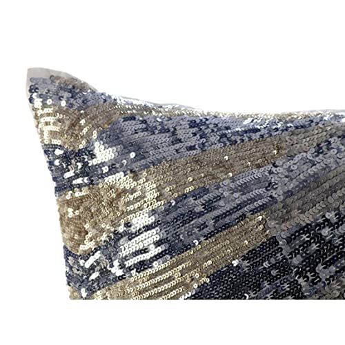 Decorative Throw Pillow Cover, 16x16 Inch, Set of 2, Jacquard Foil with Embroidery L6945