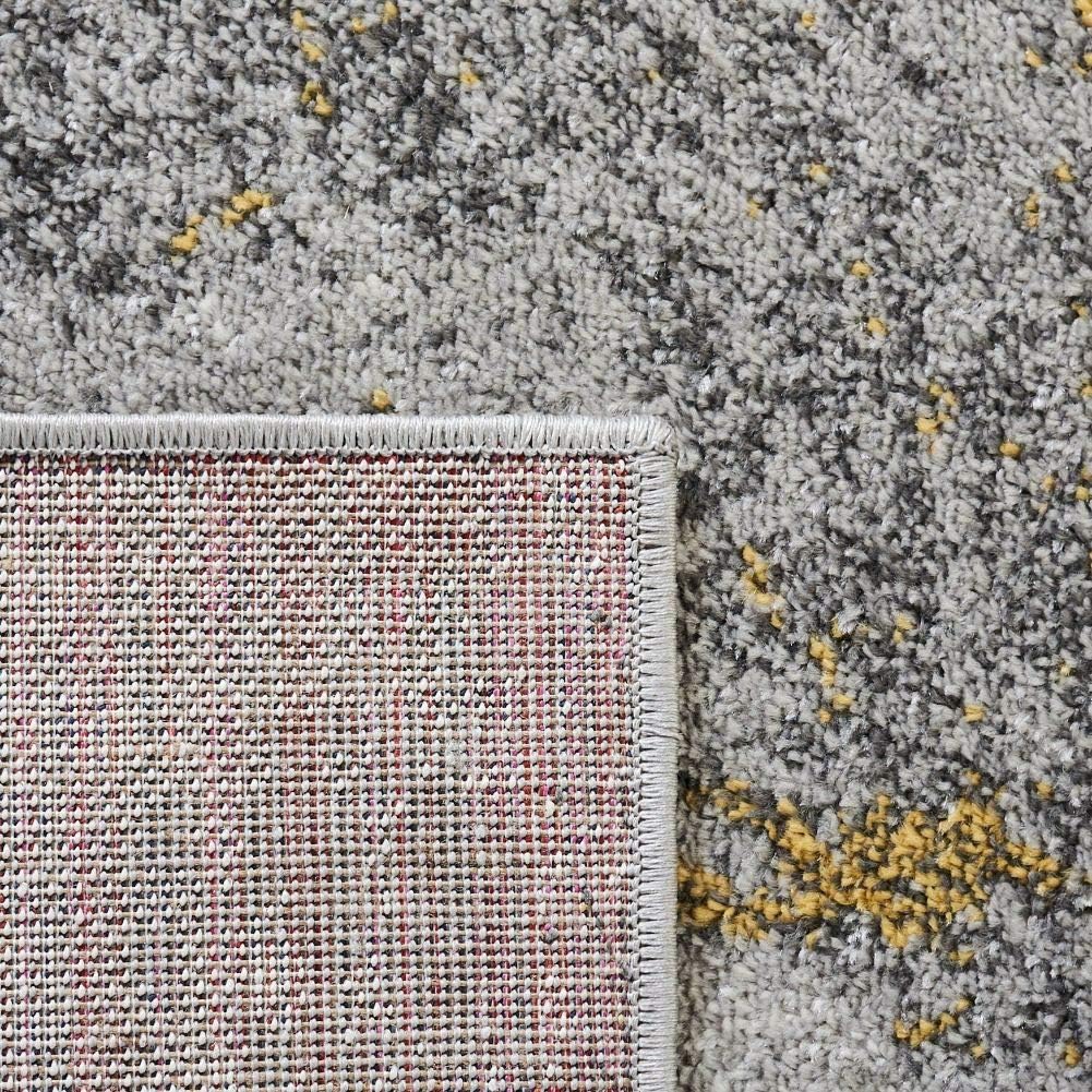Modern Abstract Area Rug - 5'1" x 7'6", Grey & Yellow, Easy Care R590