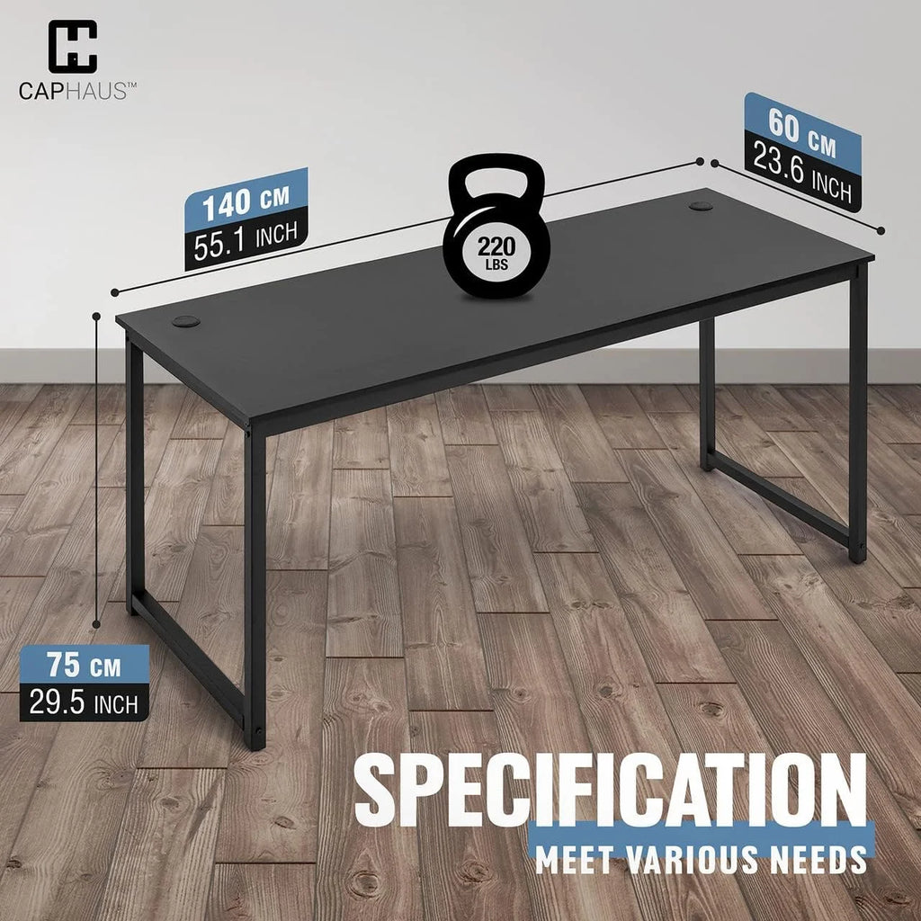 55 Inch Computer Desk for Home Office, Modern Writing Desk, Black Q664840