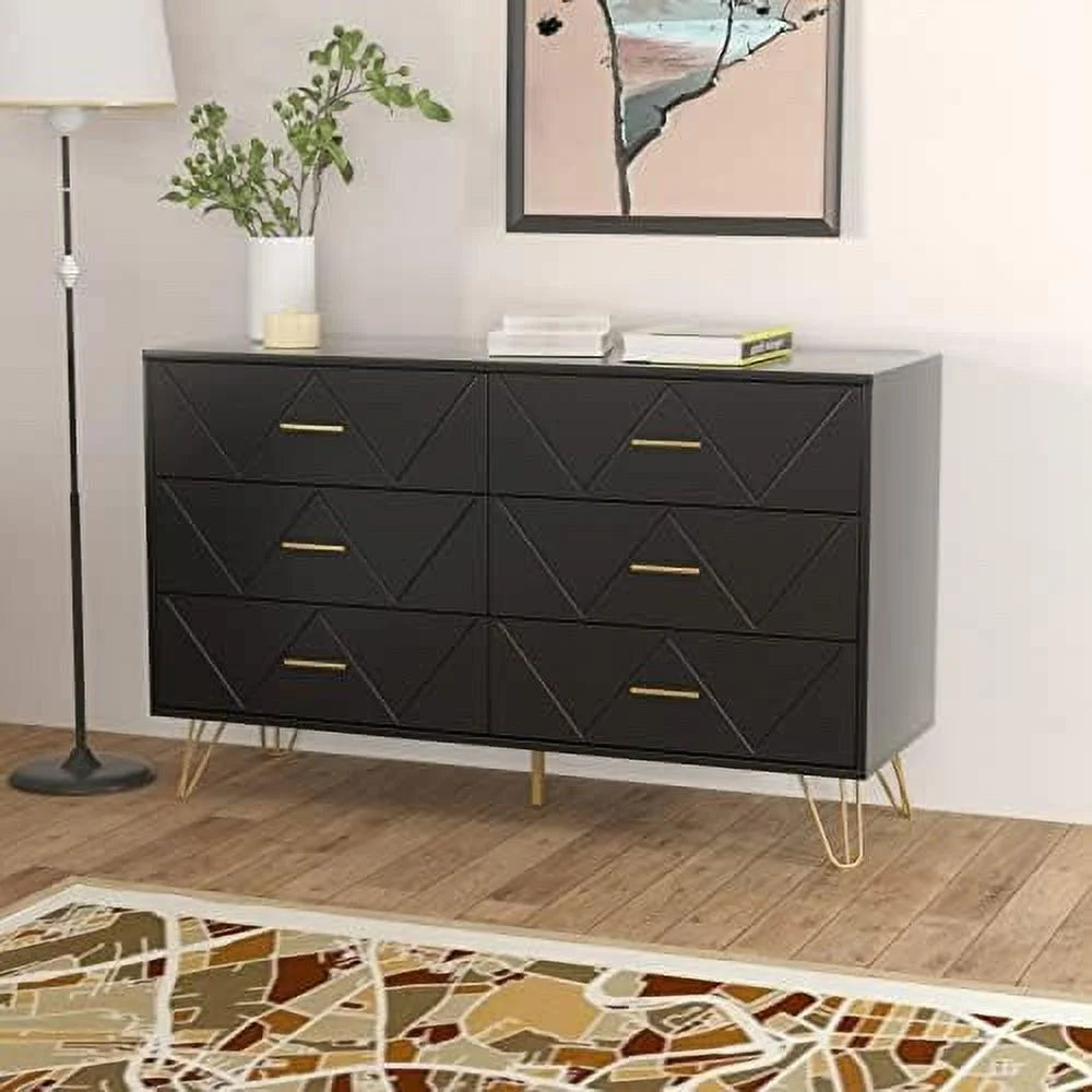 6 Drawer Dresser for Bedroom with Sturdy Frame C19291