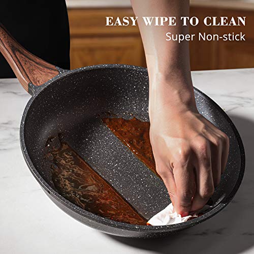 Nonstick Frying Pan Skillet Set, Swiss Granite Coating, PFOA Free, 9.5 11 12.5 Inch J6666