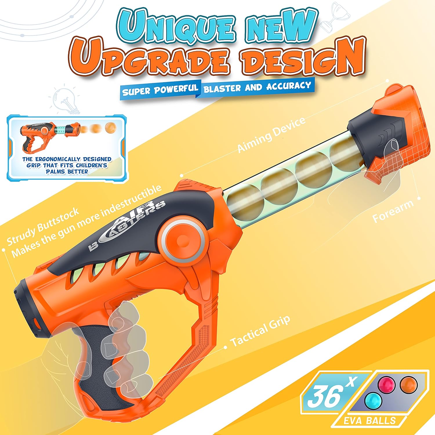 Foam Ball Popper Toy Gun with 36 Bullet Balls for Kids C127