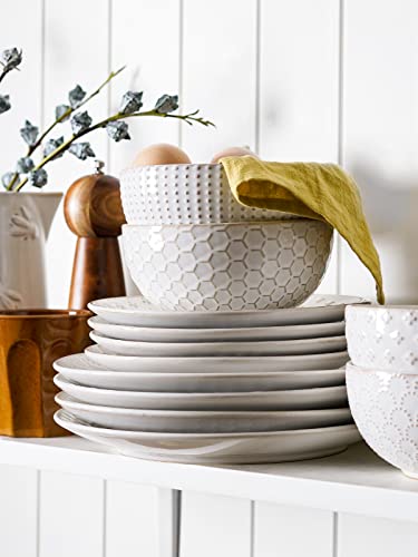 Ceramic Dinnerware Set 12 Pieces, Plates and Bowls, Oven Safe P901353