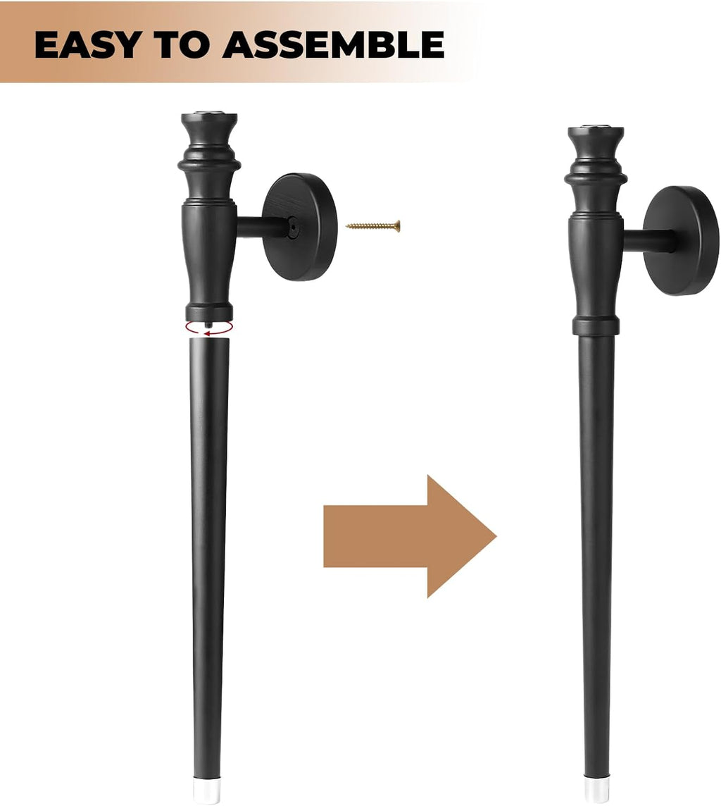 Wall Candle Sconces Set of Two, Wooden Black Taper Candle Holders U432