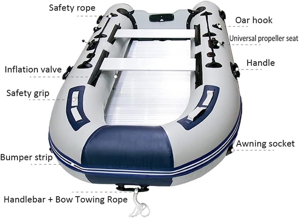 Inflatable Fishing Boat 7.5 ft 2-Person Portable Raft Kayak with Aluminum Bottom Q40583
