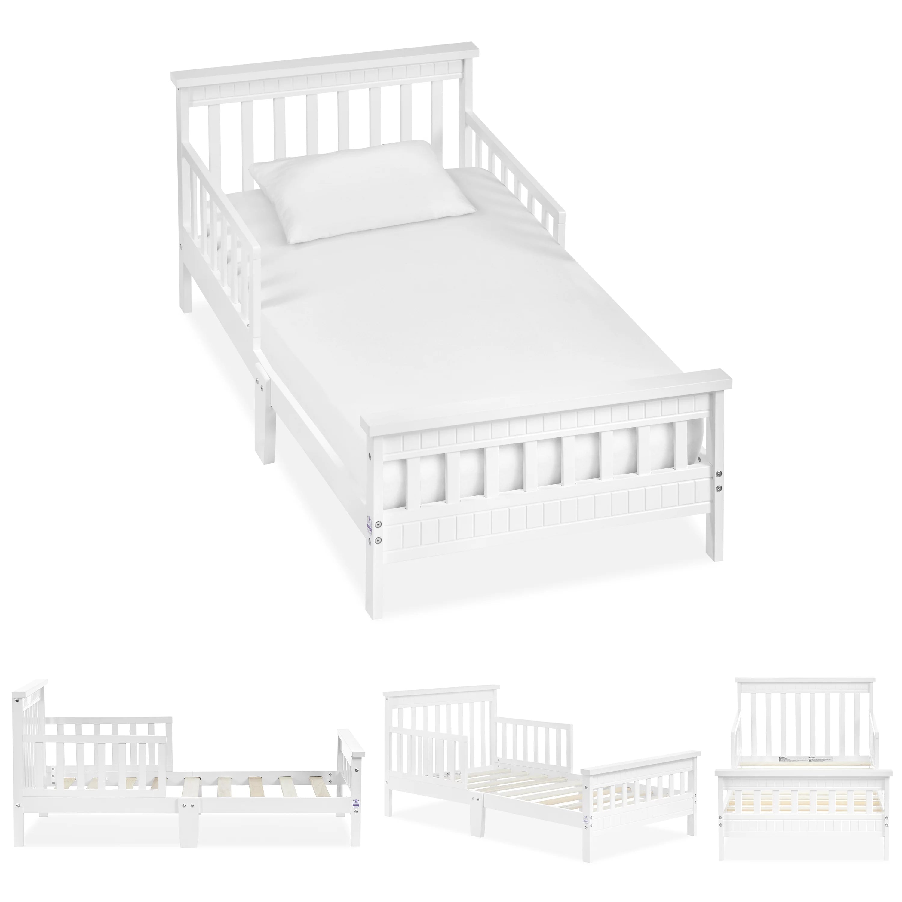Toddler Bed made with Sustainable Pinewood, White H126