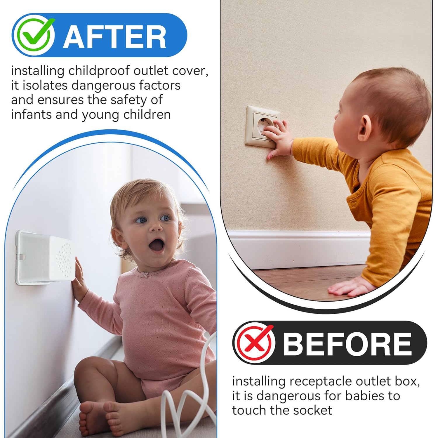 Extra Large Baby Proof Outlet Covers Box for Childproof, Plug Protectors M8200