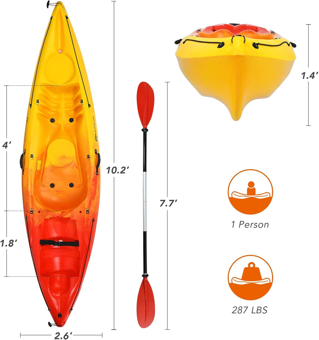 Sit-On-Top Fishing Kayak with Aluminum Paddle and Storage I6784