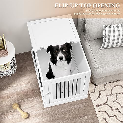Dog Crate End Table with Cushion for Large Dogs L3702