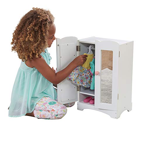 Wooden Doll Armoire with 6 Hangers for 18-Inch Dolls O873989
