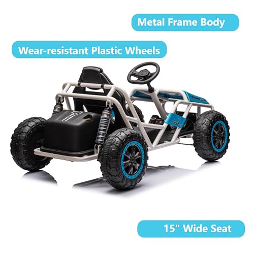 Electric Go Kart for Kids Ages 6-12, 2x200W Motor, 6MPH, Blue W86771