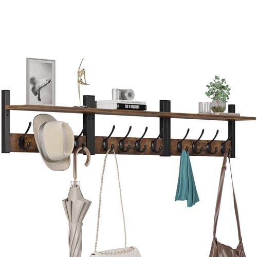Wall Mounted Wood Coat Rack with 16 Hooks, Set of 4 O454419