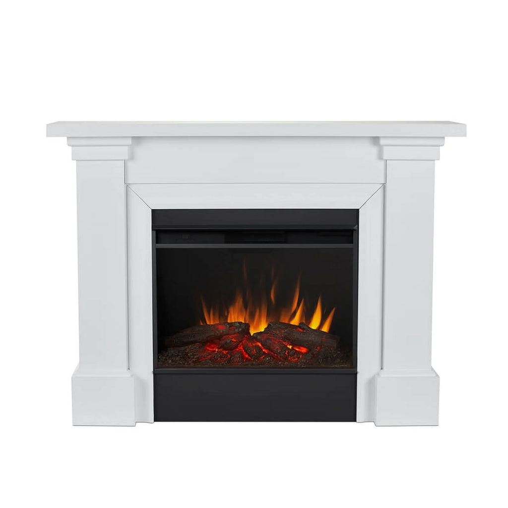 Modern Wood Grand Electric Fireplace in White P17323