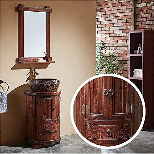 Freestanding Pedestal Sink with Vanity Cabinet, Retro Bathroom Basin Set D565540